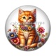 Cabochon Résine - chat fleur