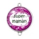 Connecteur Cabochon Argent - super maman