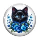 Cabochon Verre - chat fleur