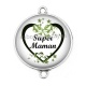 Connecteur Cabochon Argent - super maman