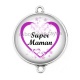 Connecteur Cabochon Argent - super maman