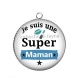 Pendentif Cabochon Argent - je suis une super maman