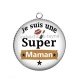 Pendentif Cabochon Argent - je suis une super maman