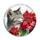 Cabochon Verre - chat fleur