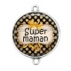 Connecteur Cabochon Argent - super maman