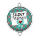 Connecteur Cabochon Argent - super maman