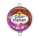 Connecteur Cabochon Argent - super maman