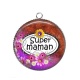 Pendentif Cabochon Argent - super maman