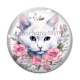 Cabochon Verre - chat fleur