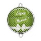 Connecteur Cabochon Argent - super maman