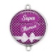Connecteur Cabochon Argent - super maman