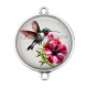 Connecteur Cabochon Argent - oiseau