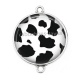 Connecteur Cabochon Argent - peau vache