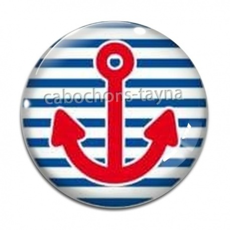 Cabochon Verre - ancre de bateau