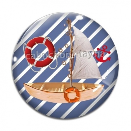 Cabochon Verre - bateau