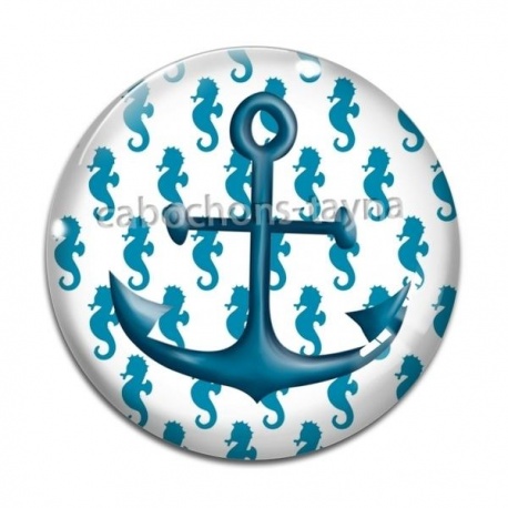 Cabochon Verre - ancre de bateau