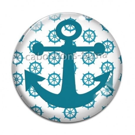 Cabochon Verre - ancre de bateau