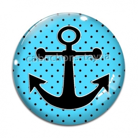 Cabochon Verre - ancre de bateau