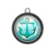 Pendentif Cabochon Argent - ancre de bateau