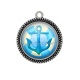 Pendentif Cabochon Argent - ancre de mer
