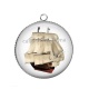 Pendentif Cabochon Argent - bateau