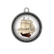 Pendentif Cabochon Argent - bateau