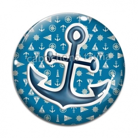 Cabochon Verre - ancre de bateau