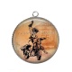 Pendentif Cabochon Argent - motarde