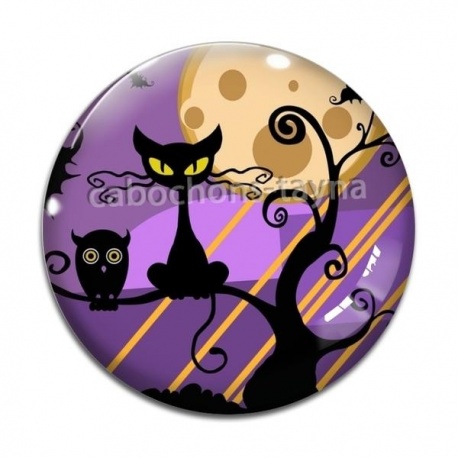 Cabochon Verre - chat Halloween