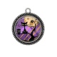 Pendentif Cabochon Argent - chat Halloween