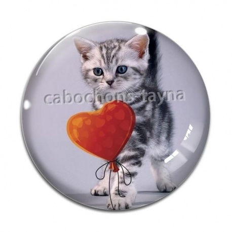 Cabochon Verre - chaton coeur