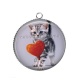 Pendentif Cabochon Argent - chaton coeur