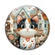 Cabochon Verre - chat coeur
