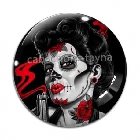 Cabochon Verre - femme gothique