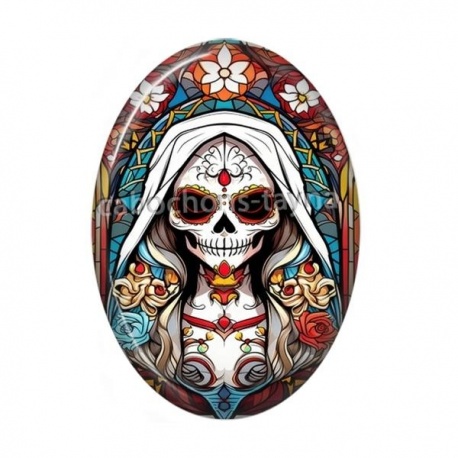 Cabochon Résine Ovale - squelette gotique