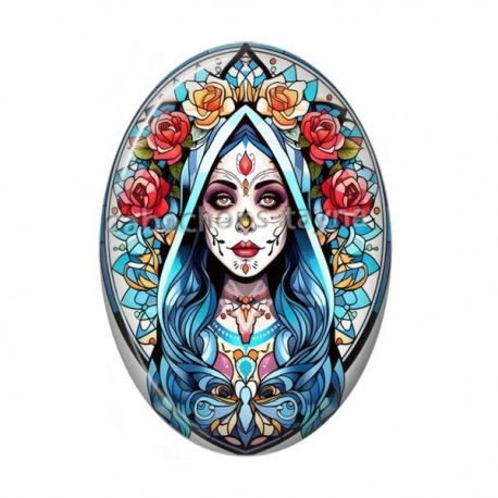 Cabochon Résine Ovale - femme gothique