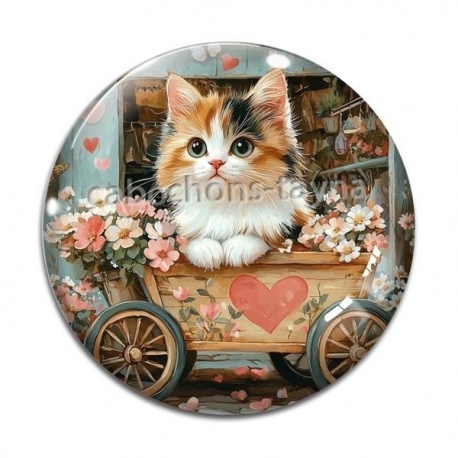 Cabochon Verre - chaton coeur