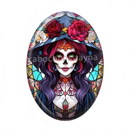 Cabochon Résine Ovale - femme gothique