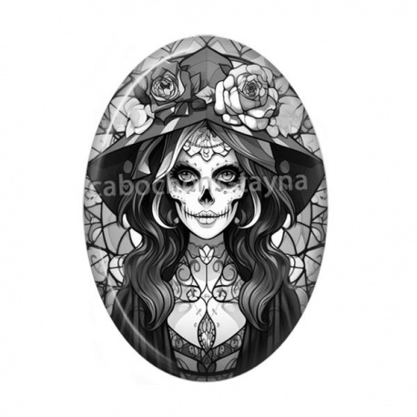 Cabochon Résine Ovale - femme gothique
