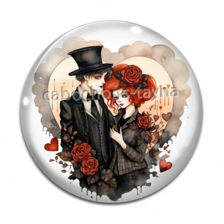 Cabochon Verre - couple gothique