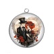 Pendentif Cabochon Argent - couple gothique
