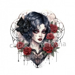 cabochon ovale femme gothique- résine ou verre