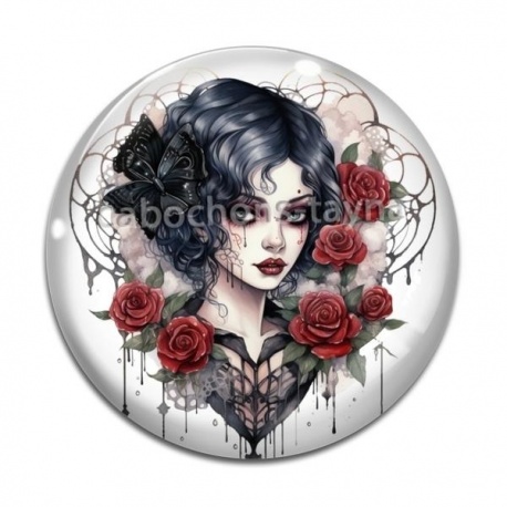 Cabochon Verre - femme gothique