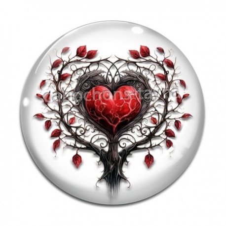 Cabochon Verre - coeur gothique