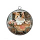 Pendentif Cabochon Argent - chaton coeur