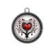 Pendentif Cabochon Argent - coeur gothique