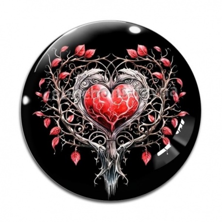 Cabochon Verre - coeur gothique