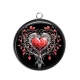 Pendentif Cabochon Argent - coeur gothique