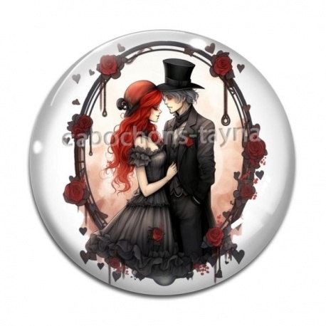Cabochon Verre - couple gothique