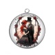 Pendentif Cabochon Argent - couple gothique